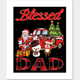 Blessed Dad Red Plaid Christmas Posters and Art